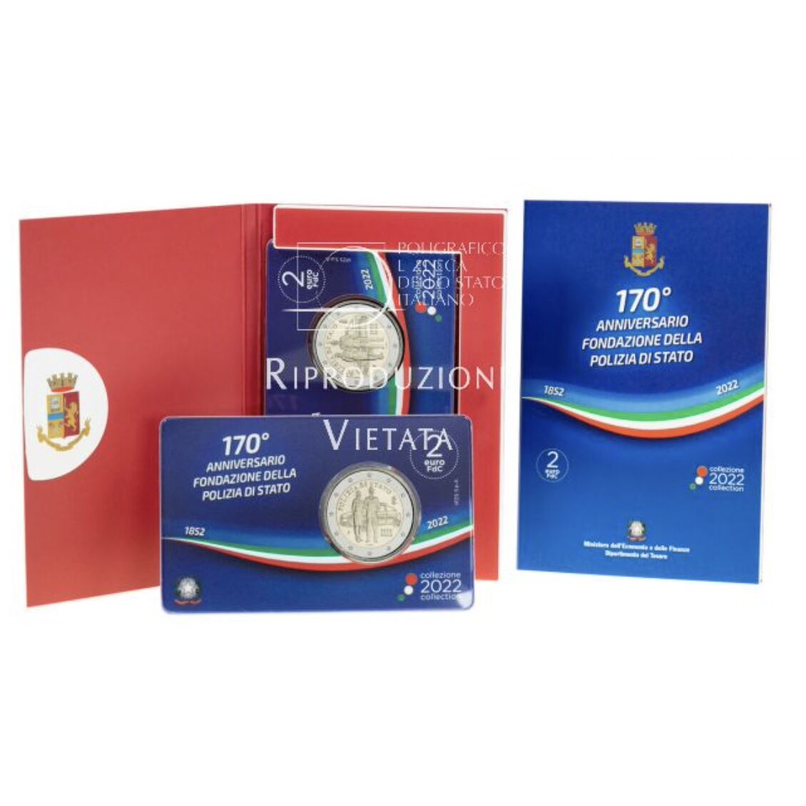 2 ITALIA 2022 POLIZIA DI STATO COINCARD Numismatica Euromania