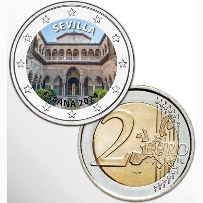 2 EURO COLORATO SPAGNA 2024 SEVILLA Numismatica Euromania