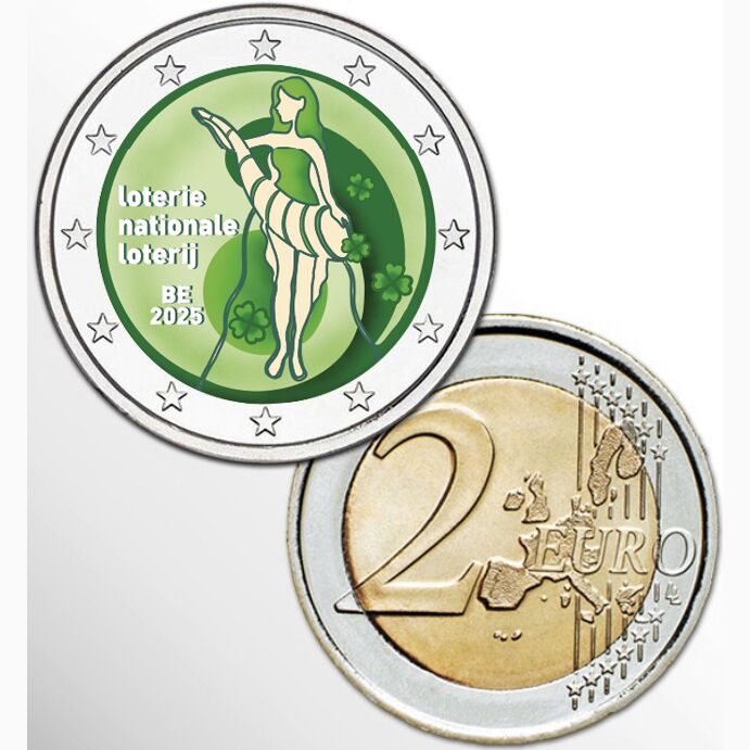 2 EURO COLORATO BELGIO 2025 LOTTERIA NAZIONALE