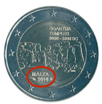 2 EURO MALTA 2016 - Ggantjia segno cornocopia