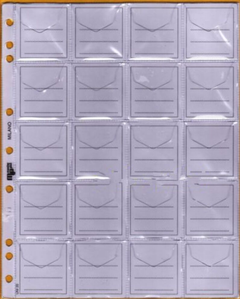 Fogli monete UNI 20 caselle Eco - 10 Fogli