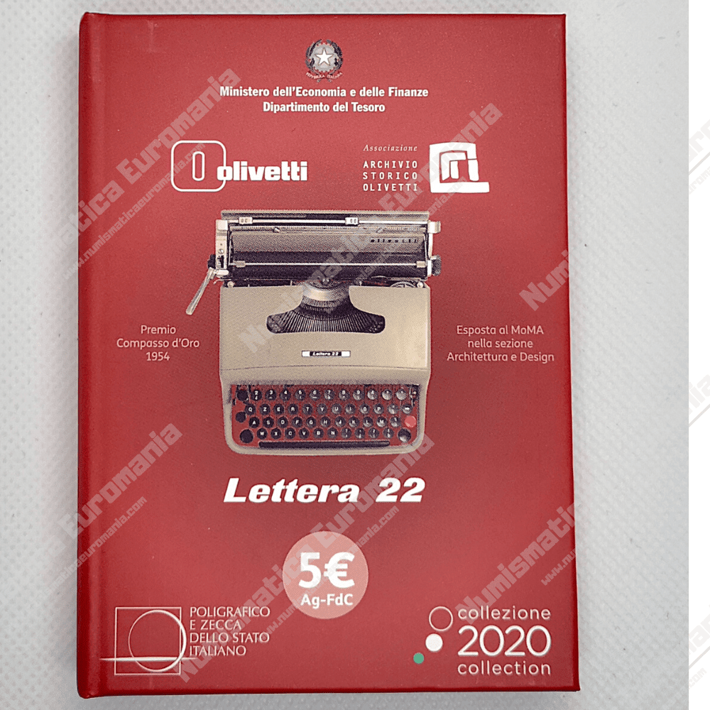5€ Olivetti Lettera 22 ROSSA -Serie Eccellenze Italiane