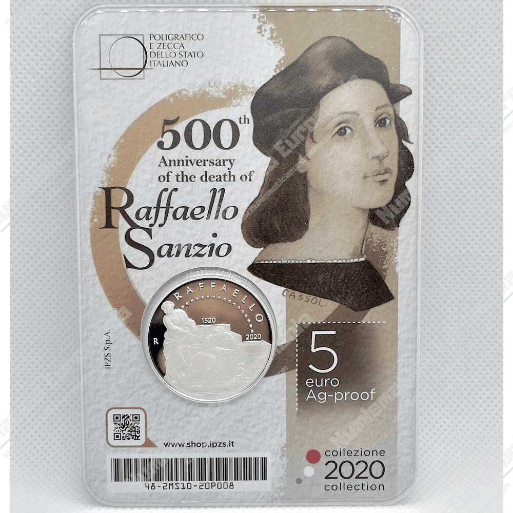 5 € Ag Italia 2020 - 500° Ann. Raffaello Sanzio - PROOF - immagine 2