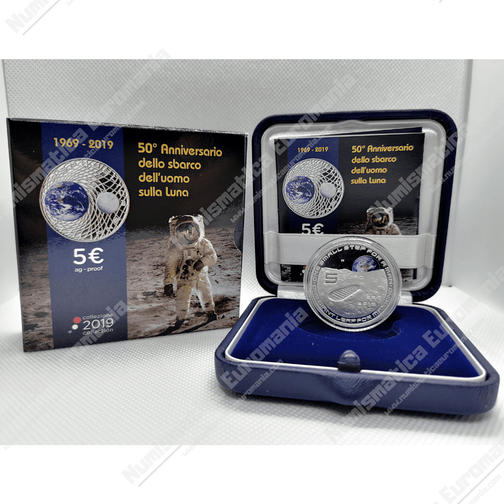 5€ Ag 2019 " 50° Anniversario dello sbarco dell’uomo sulla Luna"