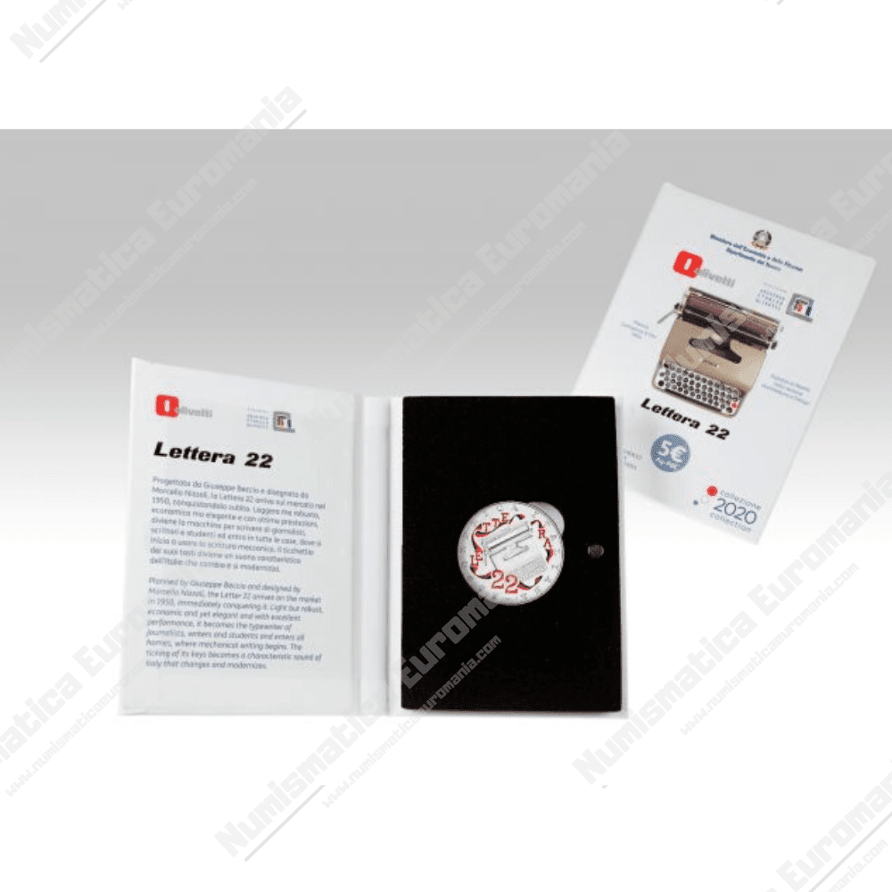 5€ Olivetti Lettera 22 ROSSA -Serie Eccellenze Italiane - immagine 2