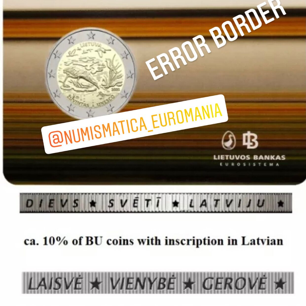 2€ LITUANIA 2021 - BIOSFERA UNESCO ERRORE BORDO