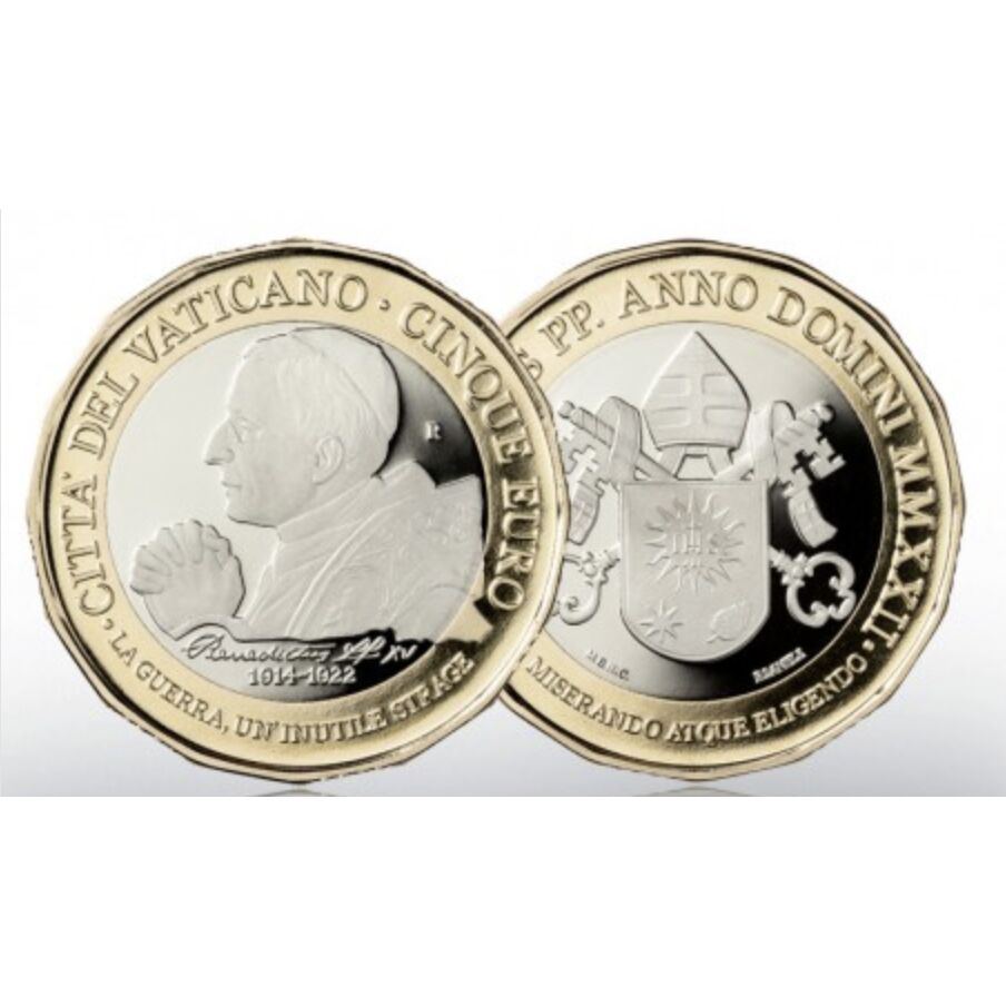 5€ VATICANO 2022 BIMETALLICO PROOF- 100° ANNIVERSARIO MORTE BENEDETTO XV