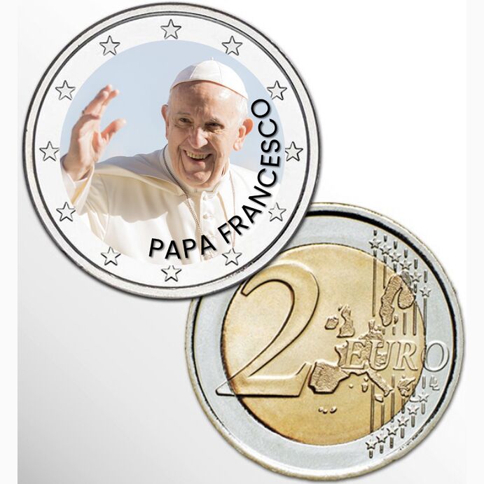2 EURO COLORATO PAPA FRANCESCO