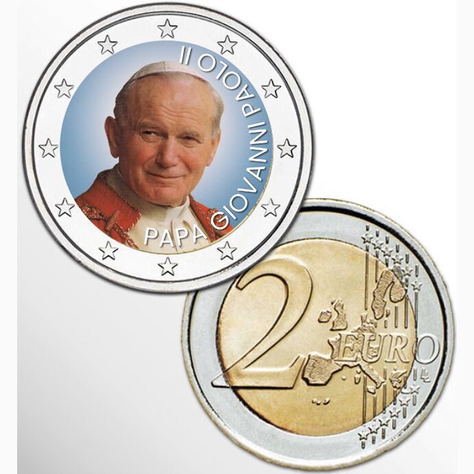 2 EURO COLORATO PAPA GIOVANNI PAOLO II