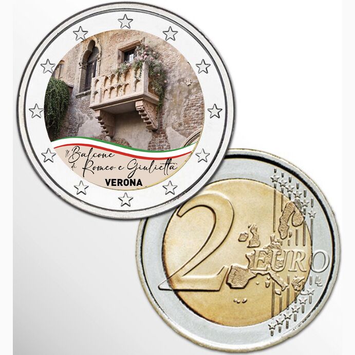 2 EURO COLORATO BALCONE ROMEO E GIULIETTA
