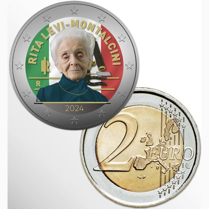 2 EURO COLORATO ITALIA 2024 RITA LEVI MONTALCINI