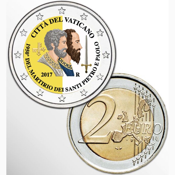 2 EURO COLORATO VATICANO 2017 - PIETRO E PAOLO