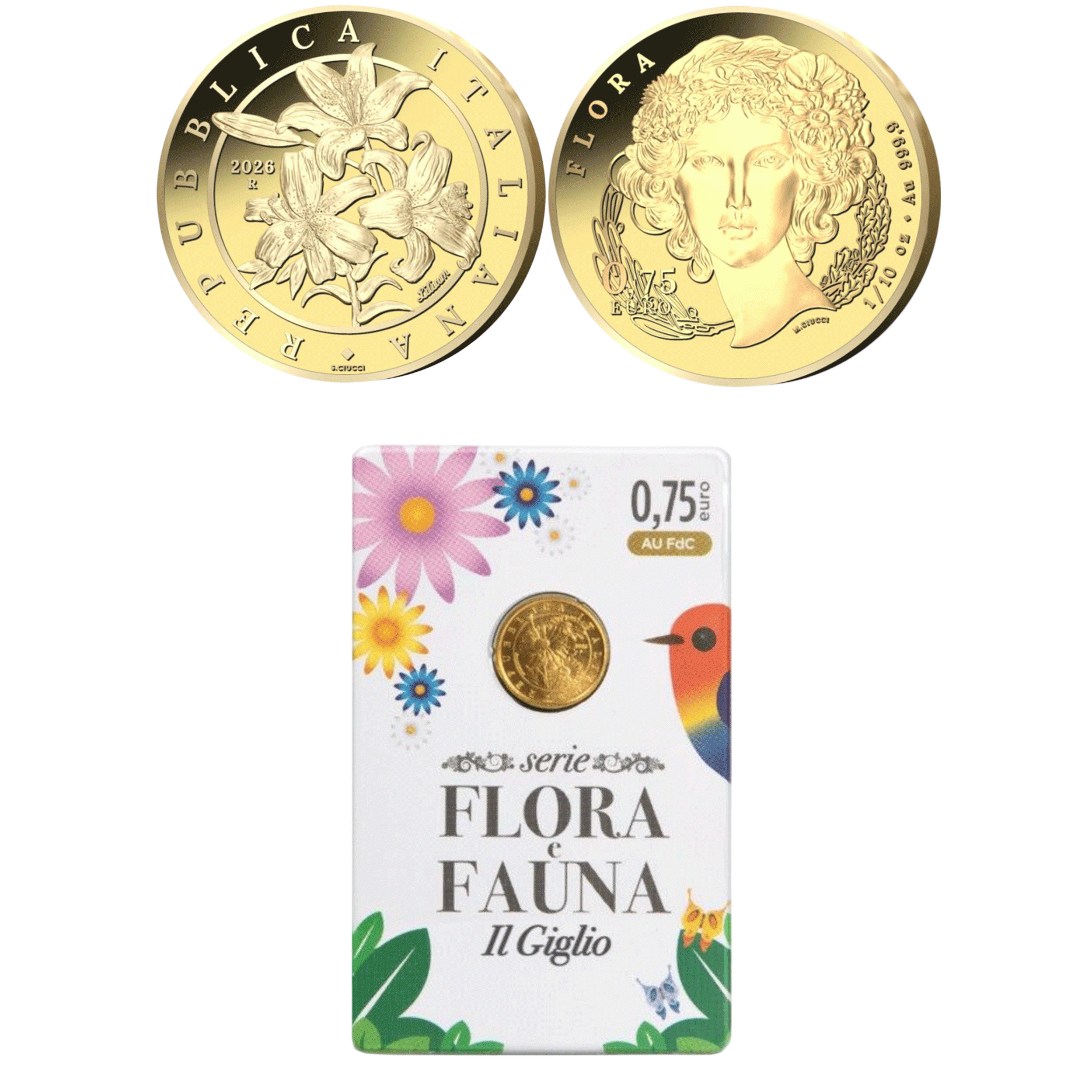 1/10 OZ ITALIA 2026 - 75 CENT SERIE FLORA E FAUNA - GIGLIO