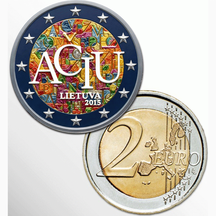 2€ EURO COLORATO LITUANIA 2015 LINGUA