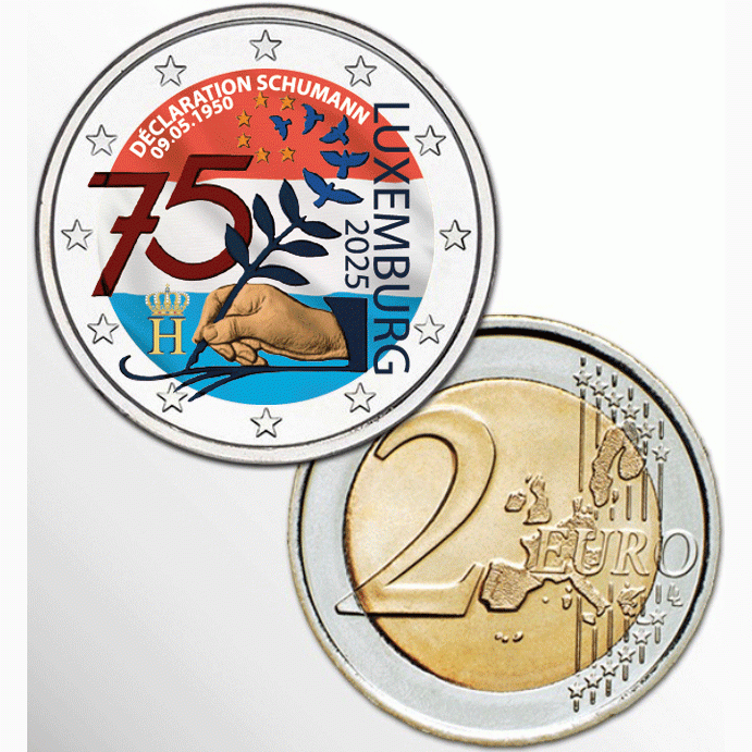 2€ LUSSEMBURGO 2025 - 75° DICHIARAZIONE SCHUMAN COLOR