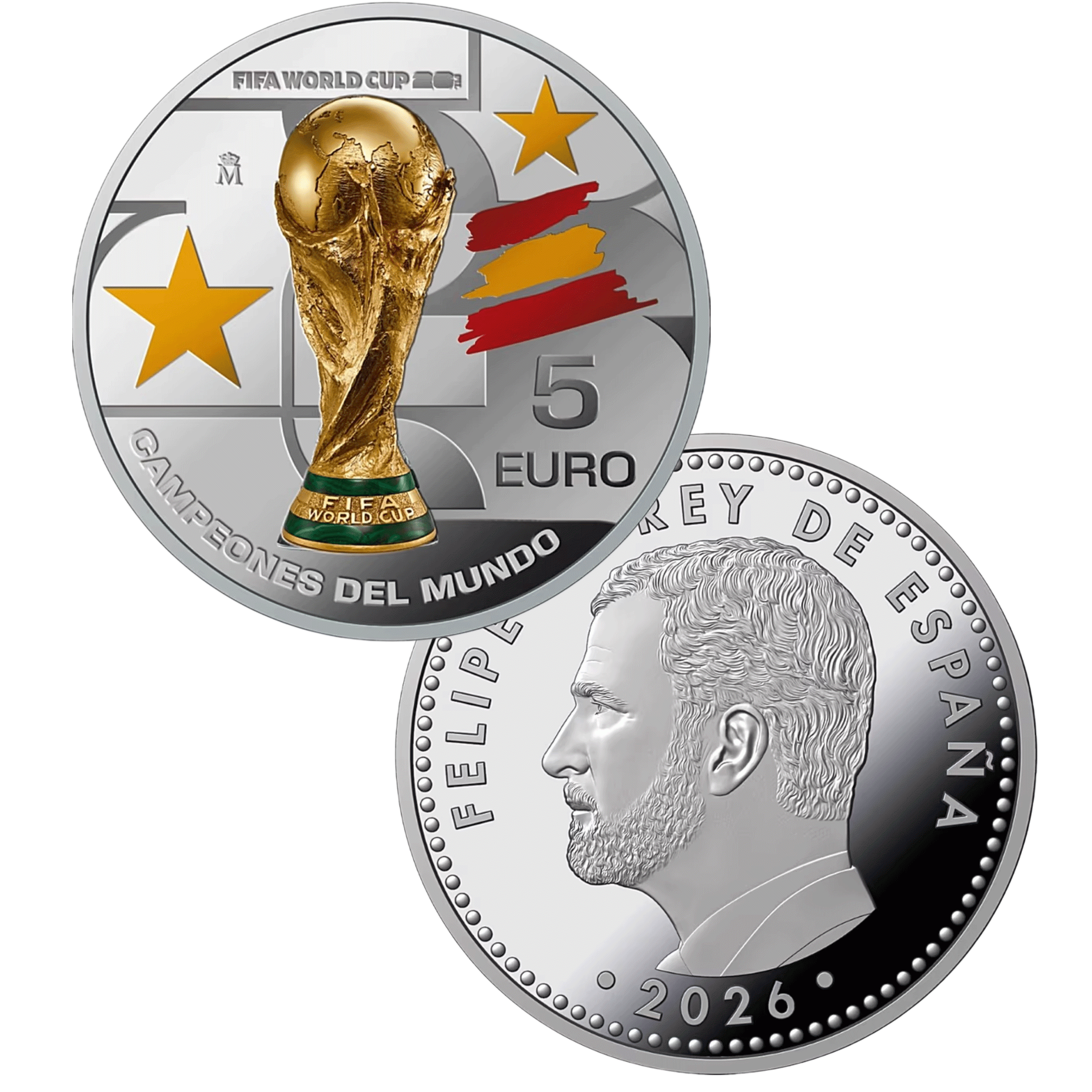 5€ EURO SPAGNA 2026 - CAMPEONES DEL MUNDO - immagine 2